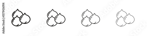 Chickpeas hummus icons in minimalistic thin line strokes designs