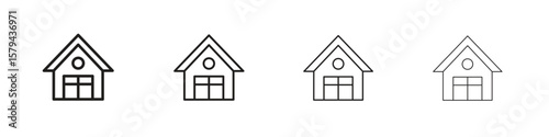 Chalet icons in minimalistic thin line strokes designs