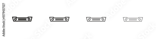 Car bumper icons in minimalistic thin line strokes designs