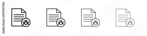 Bug report icons in minimalistic thin line strokes designs