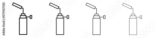 Blowtorch icons in minimalistic thin line strokes designs