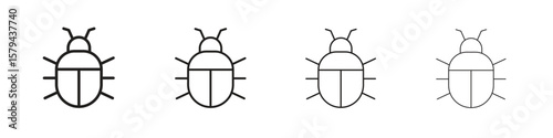 Bedbug icons in minimalistic thin line strokes designs