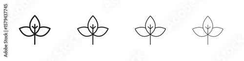 Basil icons in minimalistic thin line strokes designs