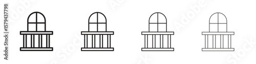 Balcony icons in minimalistic thin line strokes designs