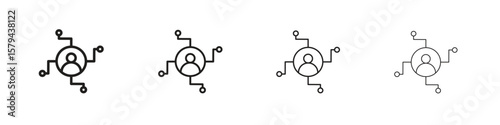 Affiliate marketing icons in minimalistic thin line strokes designs
