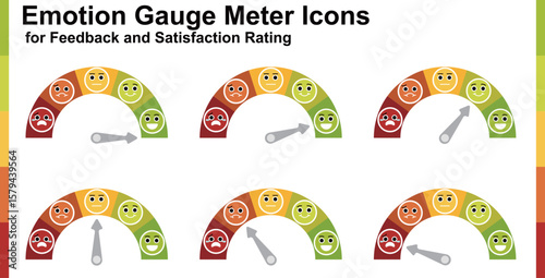 Emotion Gauge Meter Icons for Feedback and Satisfaction Rating