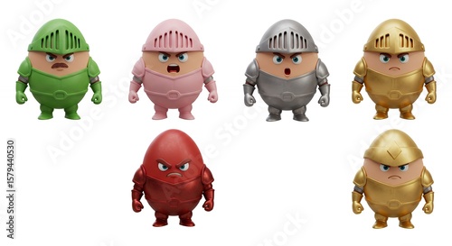 Cartoon knights egg figures illustration