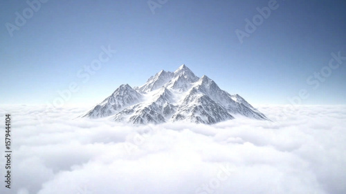 Wallpaper Mural Snow covered mountain peaks rise majestically above sea of clouds under clear blue sky, creating serene and breathtaking natural landscape Torontodigital.ca