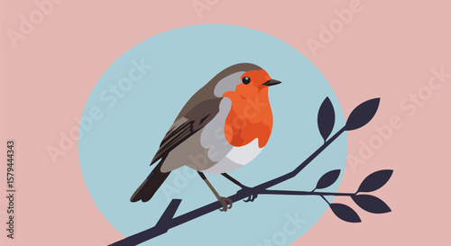 Flat Design Robin Illustration