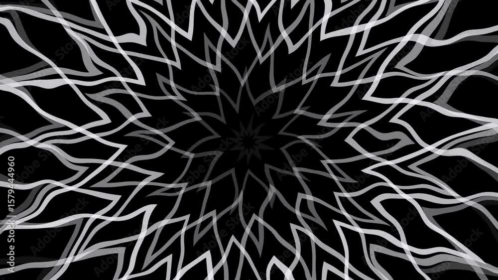 Hypnotic White Lines Kaleidoscope: Abstract Geometric Pattern Animation