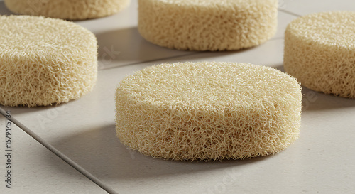 Natural Loofah Sponges Spa Texture Background
