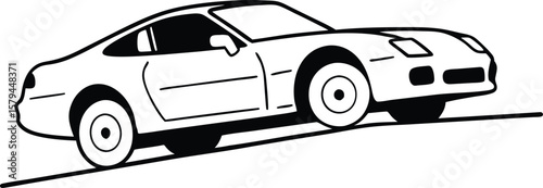 Striking Automotive Illustration of a Sleek Car Design on an Inclined Surface Expressing Speed and Modernity in a Minimalist Fashion