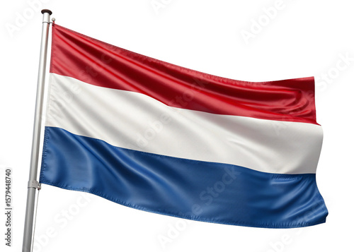 waving flag Netherland isolated on white background