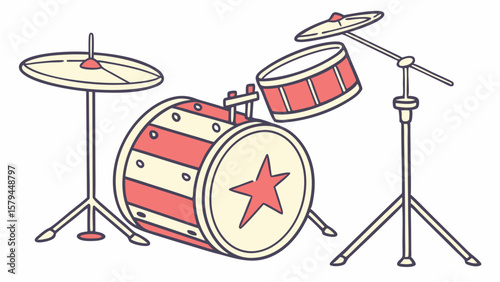 Vector illustration of a colorful drum set, perfect for music-themed designs and educational materials
