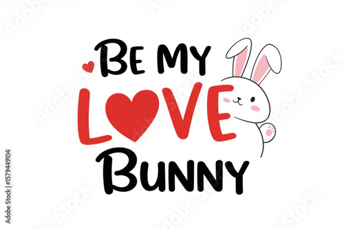 Celebrate love with this charming bunny design, perfect for Valentine's Day cards, apparel, or decorations showcasing a cute bunny.
