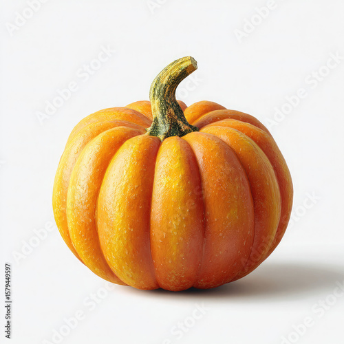 Wallpaper Mural A single orange pumpkin with a green stem sitting on a white background in a studio setting Torontodigital.ca
