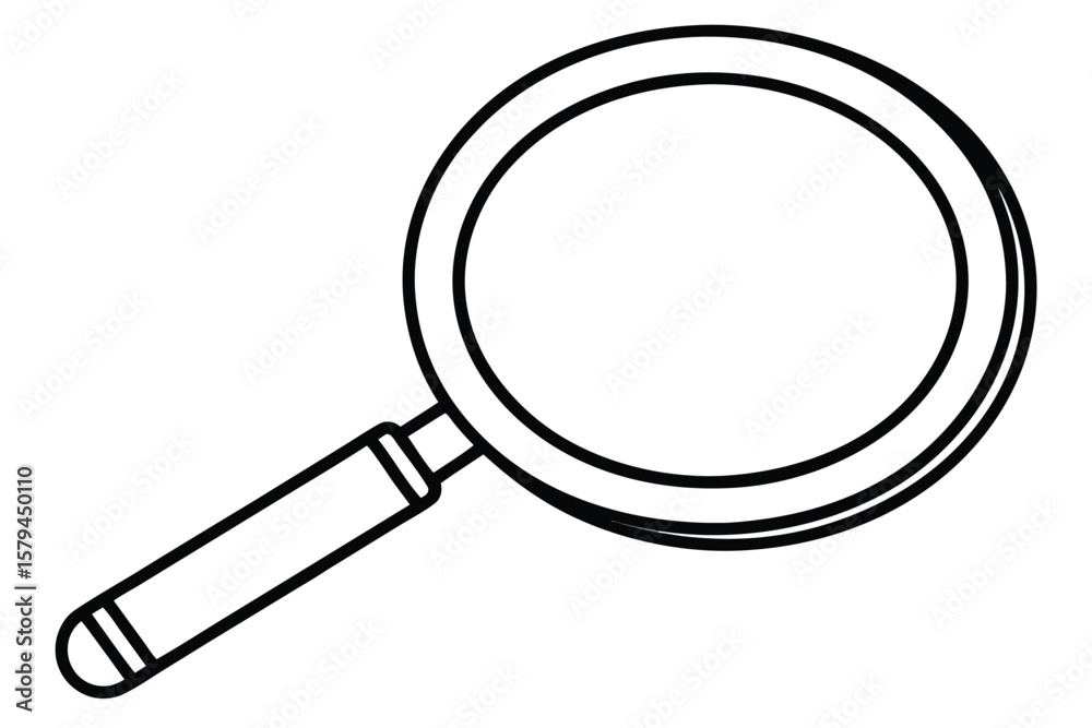 Simple Black Outline Magnifying Glass Icon Illustration Simple Black Outline Magnifying Glass Icon Illustration