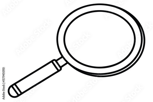Simple Black Outline Magnifying Glass Icon Illustration