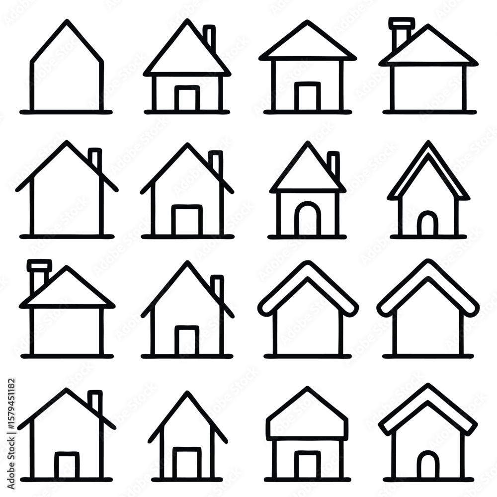 Simple house icons with variations home building Simple house icons with variations home building