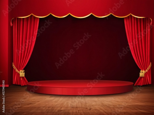red theater curtain with staggered stage