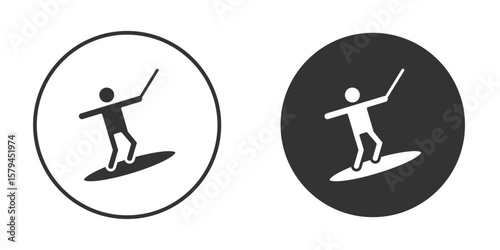 Wakeboarding icon design flat silhouette style