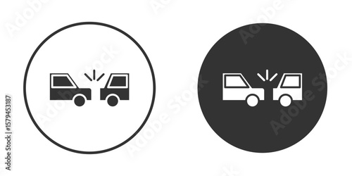 Rear end collision icon design flat silhouette style