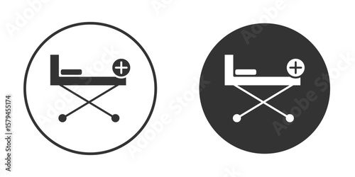 Hospital bed icon design flat silhouette style