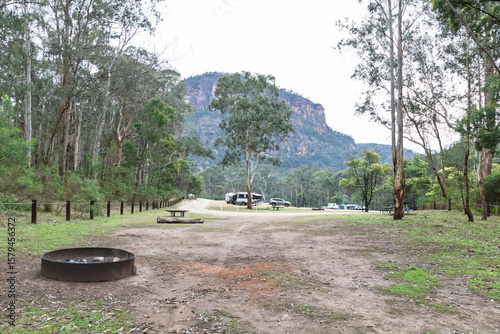 Photograph of the picturesque and popular Coorongooba Campground located in the Capertee Valley in Wollemi National Park in the Central Tablelands of NSW, Australia.
