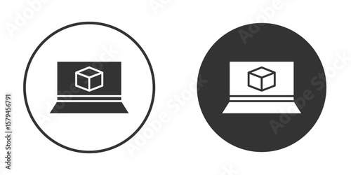 Computer simulation icon design flat silhouette style