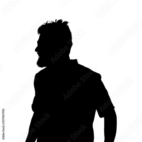 Silhouette of Bearded Man in Profile