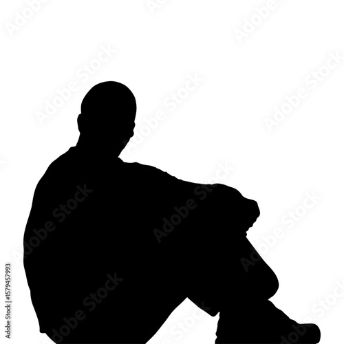 Silhouette of Seated Person Against White Background
