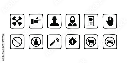 12 Security Access Silhouette Variations on Transparent Background