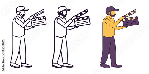 Filmmaker holding clapperboard movie director