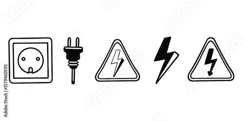 Mega Set of Electrical Voltage Marking Glyph Icons on transparent background