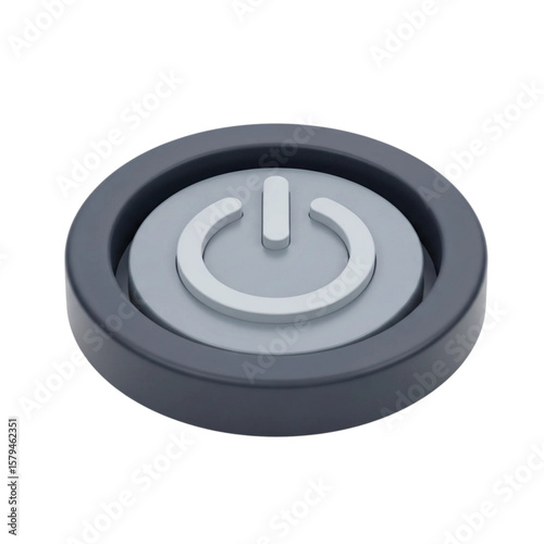 3d rendered power button symbol isolated on transparent background
