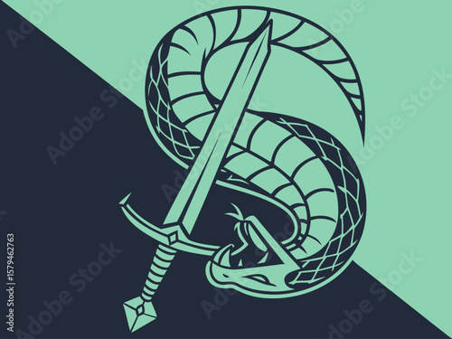 Snake with Sword Graphic Design