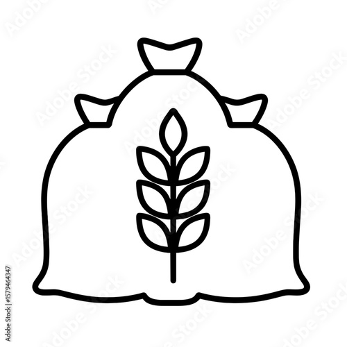 Agricultural sacks with wheat symbol for raw materials  