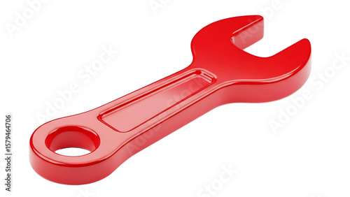 Shiny red combination wrench tool isolated on transparent background