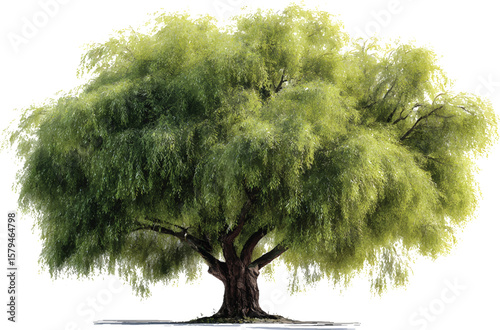  An ultra-realistic photograph of a willow tree isolated on transparent background