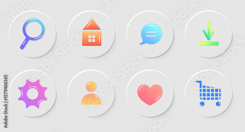 3d icon set of check mark, information icon, chat, cross, question mark, exclamation point, FAQ sign. Tick, question, information and answers mark. Help symbol. 3D Web Vector Illustrations.