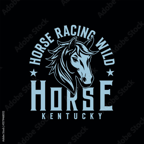 Horse racing wild horse kentucky.horse tshirt design.