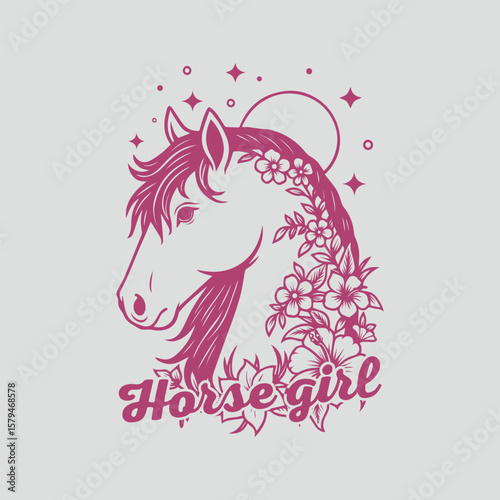 Horse girl.horse tshirt design grils.