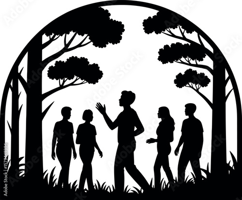Forest Therapy Guides silhouette on white background