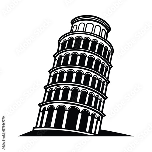 leaning tower of pisa vector illustration