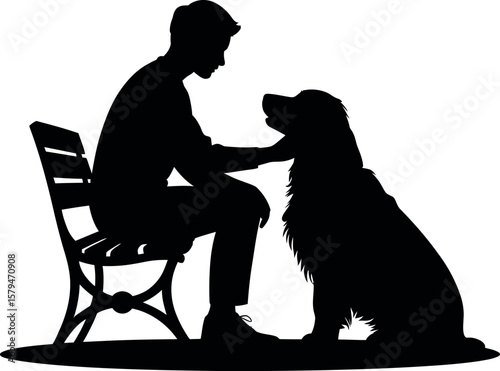 Animal-Assisted Therapy (Horses/dogs) silhouette on white background