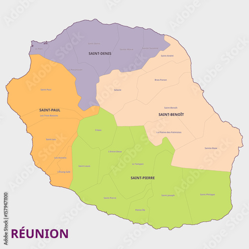 Runion Island Administrative Regions Map