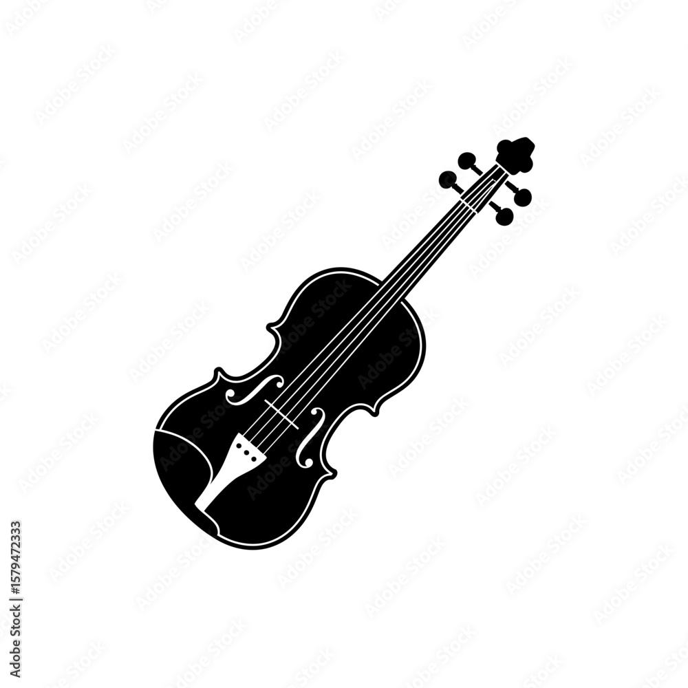 Obraz premium Silhouette of a Violin a Classical Stringed Instrument Used in Orchestras and Ensembles