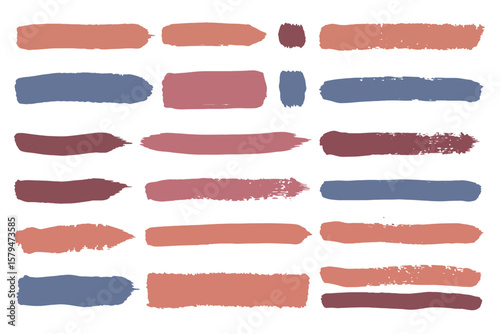 Artistic Hand-Drawn Vector Elements Pack, Colorful Dry Brush Strokes & Grungy Textures Collection, Creative Paint Stains and Uneven Shapes Toolkit Vector