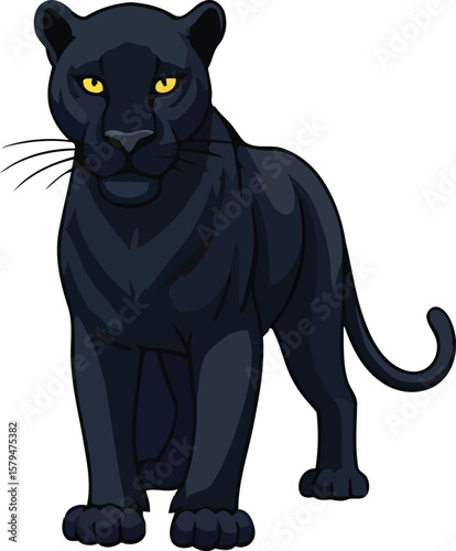 A cute black kitten vector illustration on a white background, perfect for Halloween