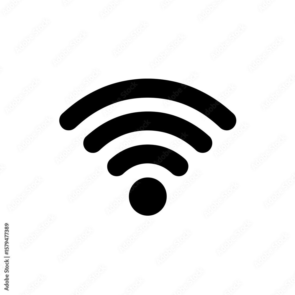 Simple Black and White Wireless Internet Signal Icon for Technology Communication and Connection Simple Black and White Wireless Internet Signal Icon for Technology Communication and Connection